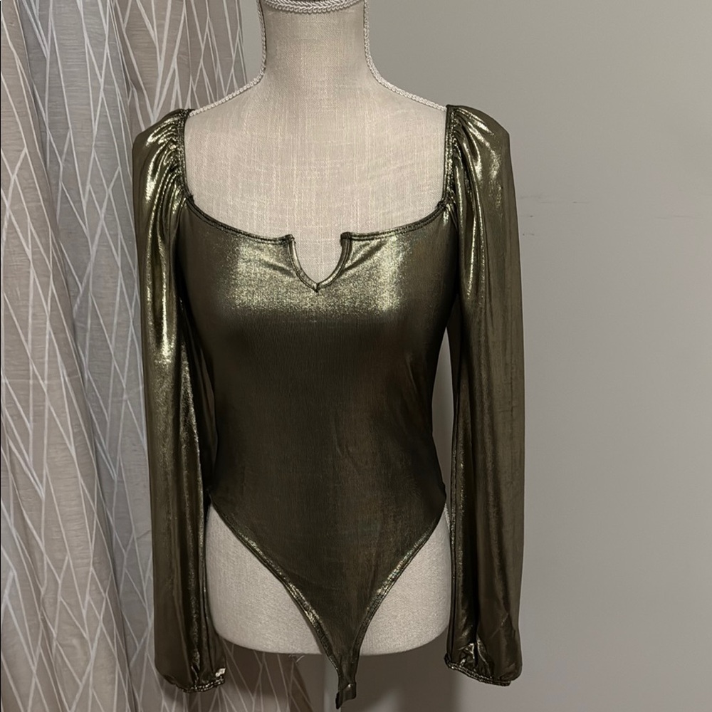 Metallic Long Sleeve Bodysuit
